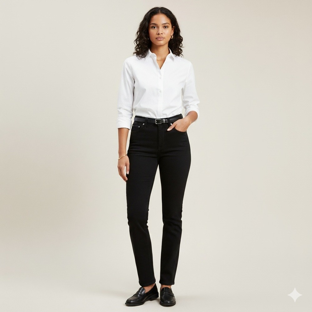 Jordache Lo Rise Petite Black Cotton Denim Jeans Women's Size‎ 7/8 Petite